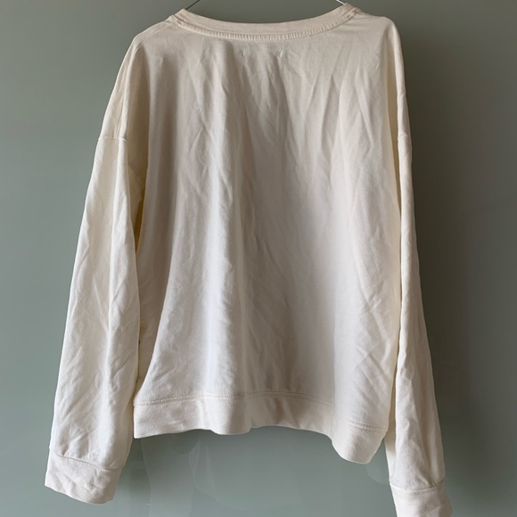 Oak + Fort Oversized Terry Crew Neck, Size S, Cream - Picture 3 of 3
